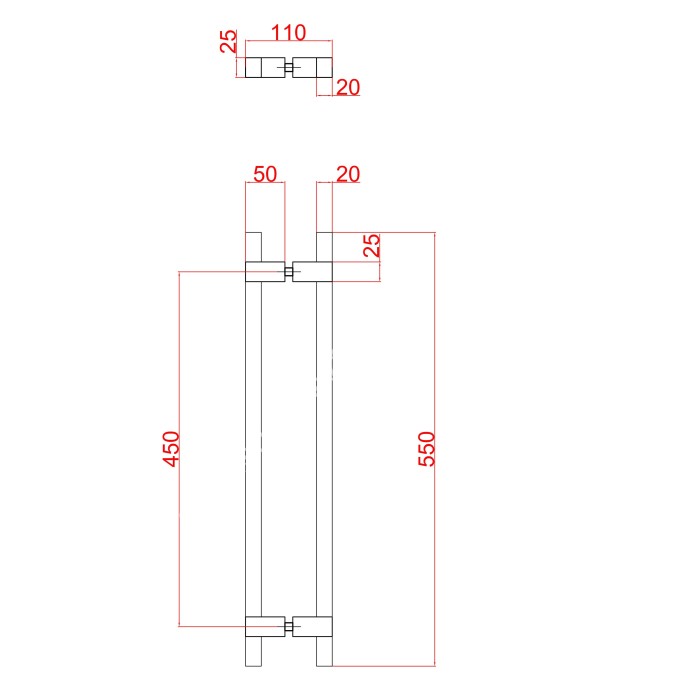 Ручка для сауны FDR-175, 20х450х550 мм, нержавейка/дерево/матовый