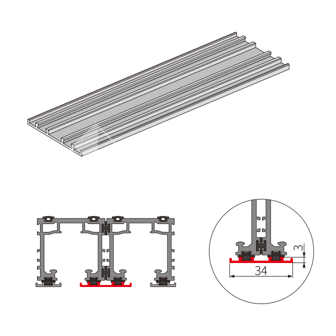 Центральная декоративная крышка трека FDS-194.4 для системы FDS-19, длина 4м, алюминий/коричневый
