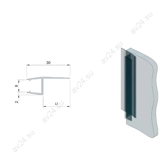 ПРЕМИУМ Уплотнитель Ч-образный прозрачный 2.5 м, ус 12 под стекло 8 мм, FDPP-912.8