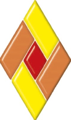 Фьюзинг ромб DFTQ 006 красно-желтого цвета, 10 см х 17 см