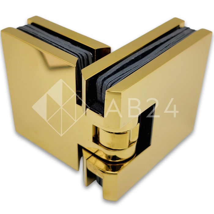 Петля Аврора FDP-181 стекло-стекло 180° с крышками, латунь/золото