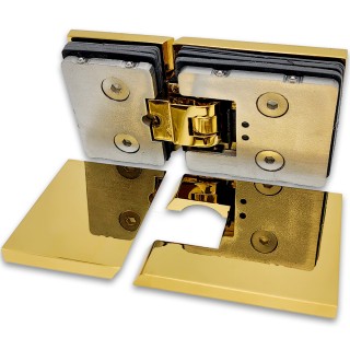 Петля Аврора FDP-181 стекло-стекло 180° с крышками, латунь/золото