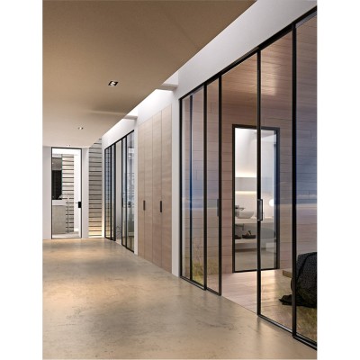 Комплект раздвижной системы DSK-170.2 AL/BL на 1 дверь (1+1) в проем, алюминий/черный