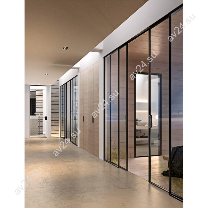 Комплект раздвижной системы DSK-170.2 AL/BL на 1 дверь (1+1) в проем, алюминий/черный