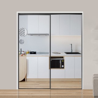 Комплект раздвижной системы DSK-170.2 AL/BL на 1 дверь (1+1) в проем, алюминий/черный