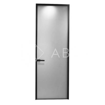 Дверь алюминиевая межкомнатная 800х2000 правая открывание внутрь, стекло матовое FMD-8R-1 AL/Bl-Sn Черная