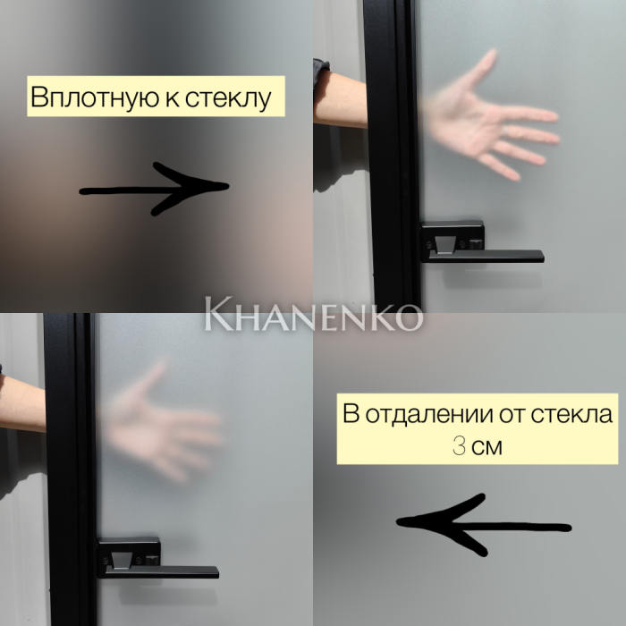 Дверь алюминиевая межкомнатная 800х2000 правая открывание внутрь, стекло матовое FMD-8R-1 AL/Bl-Sn Черная