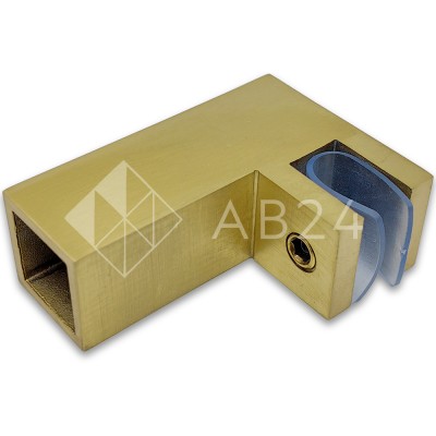 Держатель стекла FDC-61, 15х15 торцевой 90°, нержавейка/брашированное золото