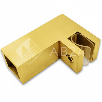 Держатель стекла FDC-61, 15х15 торцевой 90°, нержавейка/брашированное золото