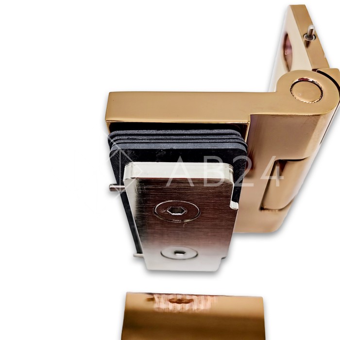 Петля Майя FDP-172 стена-стекло, открывание 90° внутрь, латунь/розовое золото