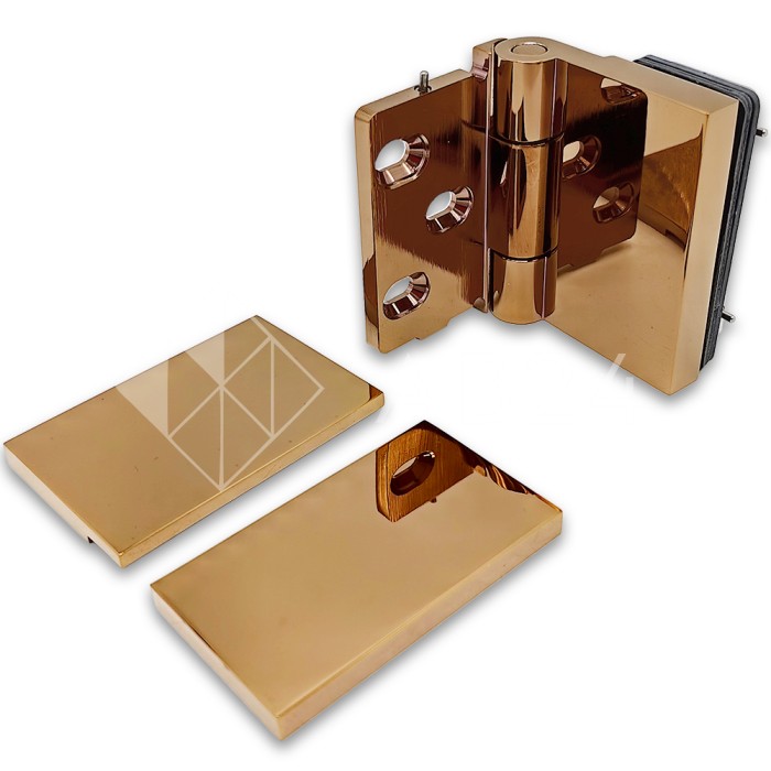 Петля Майя FDP-172 стена-стекло, открывание 90° внутрь, латунь/розовое золото