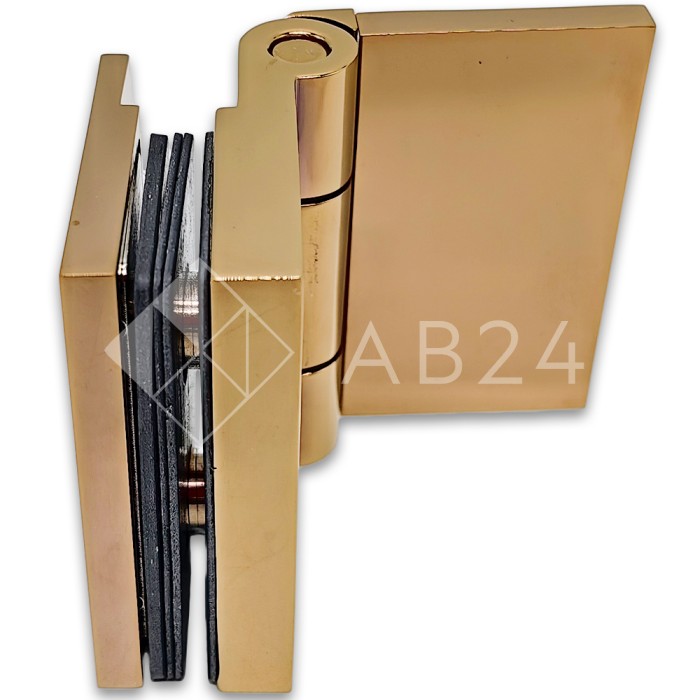 Петля Майя FDP-172 стена-стекло, открывание 90° внутрь, латунь/розовое золото