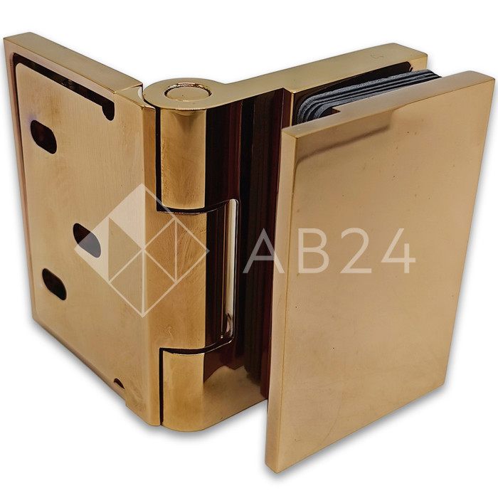 Петля Майя FDP-172 стена-стекло, открывание 90° внутрь, латунь/розовое золото