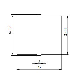 Соединительная муфта FOP-50.06 внутренняя со вставками для трубы Ø50.8*1.5 мм, GRIT 600, нержавейка/полированный