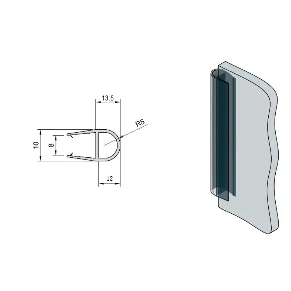 ПРЕМИУМ Уплотнитель А-образный ЧЕРНЫЙ 2.5 м, под стекло 8 мм, FDPP-914.8