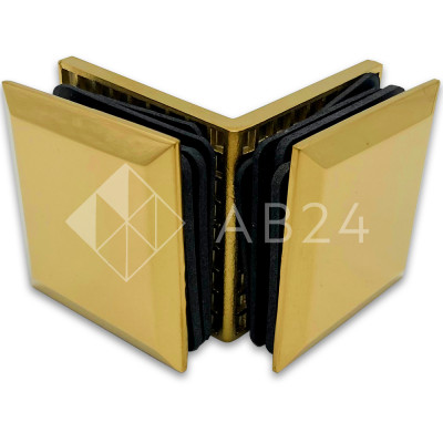 Коннектор для стекла Бета β FDK-24, стекло-стекло 90°, нержавейка/золото