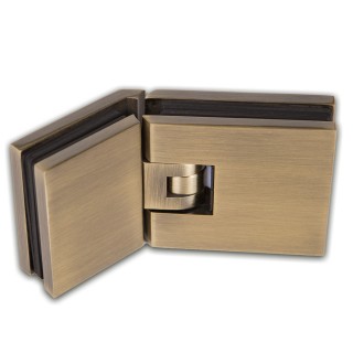 Петля Аврора FDP-185 стекло-стекло 135° с крышками, латунь/бронза