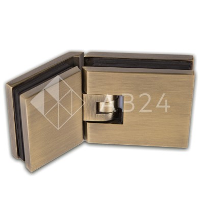 Петля Аврора FDP-185 стекло-стекло 135° с крышками, латунь/бронза