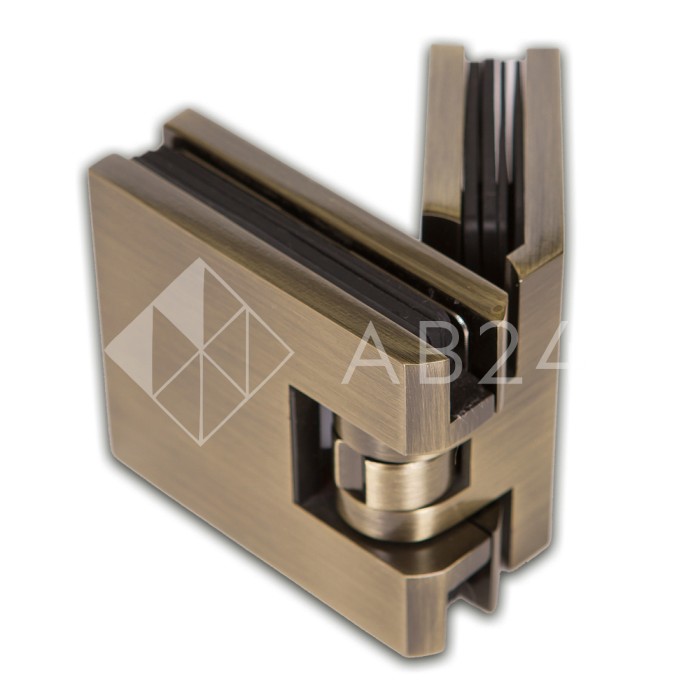 Петля Аврора FDP-185 стекло-стекло 135° с крышками, латунь/бронза