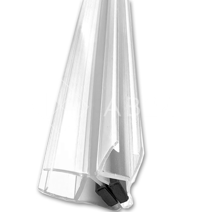 Уплотнитель ПРЕМИУМ магнитный 90°, 180° прозрачный, черный магнит 2.2 м под стекло 8 мм FDPP-502.8