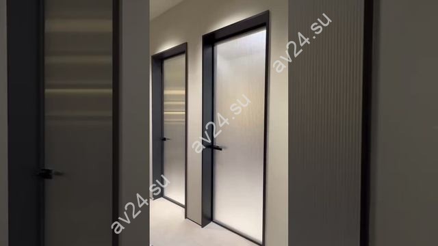 Дверь алюминиевая межкомнатная 800х2000 правая открывание наружу, стекло матовое FMD-8R-2 AL/Bl-Sn Черная