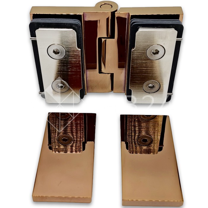 Петля Майя FDP-173 стекло-стекло 135°, латунь/розовое золото