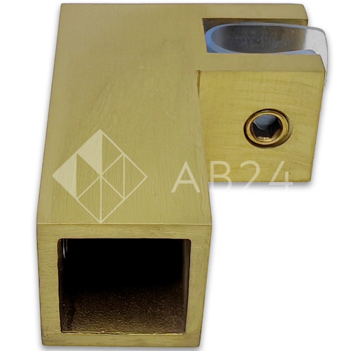 Держатель FDC-61/L стекла 15х15 торцевой 90°, нержавейка/брашированное золото (светлее)