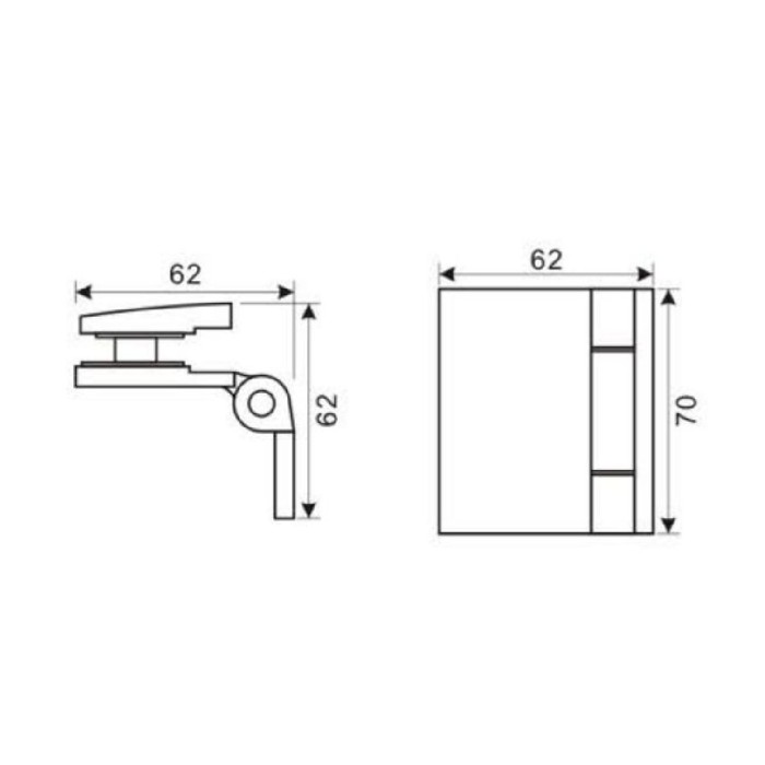 Петля Рея FDP-220 стена-стекло 90° с крышками, латунь/оружейная сталь