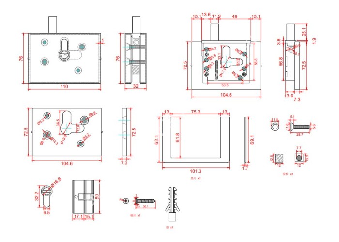 Защелка FKZ-42 с ответной частью в стену, нержавейка/полированный