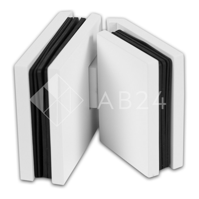 Петля Аврора FDP-185 стекло-стекло 135° с крышками, латунь/белый