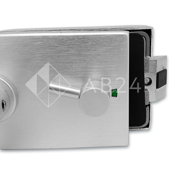 Замок сантехнический FMZ-32.1 для двери из стекла, с притвором, алюминий/анодированный