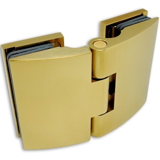 Петля Европа FDP-119 стекло-стекло 180° с крышками, латунь/брашированное золото