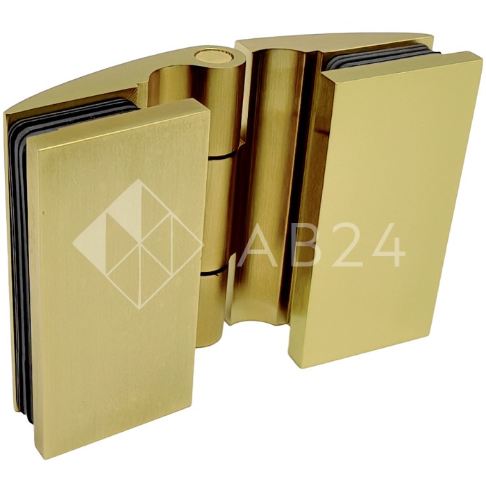 Петля Европа FDP-119 стекло-стекло 180° с крышками, латунь/брашированное золото