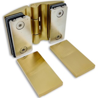 Петля Европа FDP-119 стекло-стекло 180° с крышками, латунь/брашированное золото