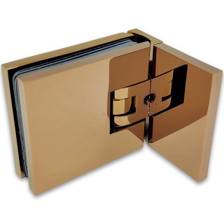 Петля Аврора FDP-180 стена-стекло 90° с крышками, латунь/розовое золото