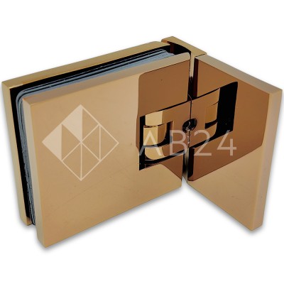 Петля Аврора FDP-180 стена-стекло 90° с крышками, латунь/розовое золото