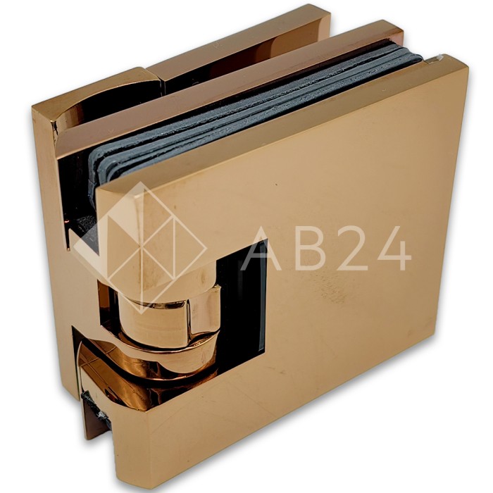 Петля Аврора FDP-180 стена-стекло 90° с крышками, латунь/розовое золото