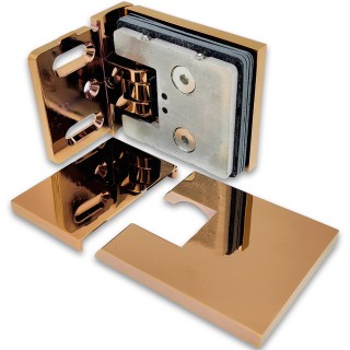 Петля Аврора FDP-180 стена-стекло 90° с крышками, латунь/розовое золото