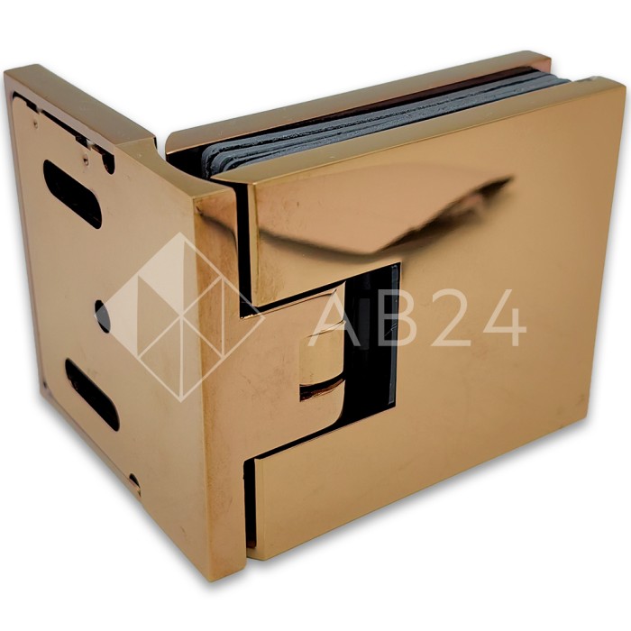 Петля Аврора FDP-180 стена-стекло 90° с крышками, латунь/розовое золото