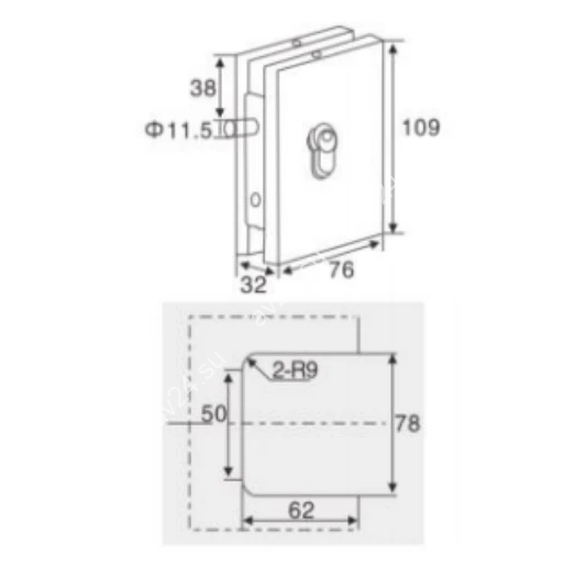 Защелка FKZ-42 с ответной частью в стену, нержавейка/матовый