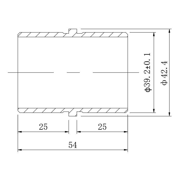 Соединительная муфта FOP-42.06 внутренняя со вставками для трубы Ø42.4*1.5 мм, GRIT 600, нержавейка/полированный