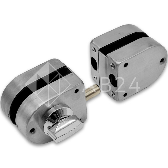 Замок FKZ-36 зажимной с круглым ригелем стекло-стекло ключ/защёлка, нержавейка/матовый