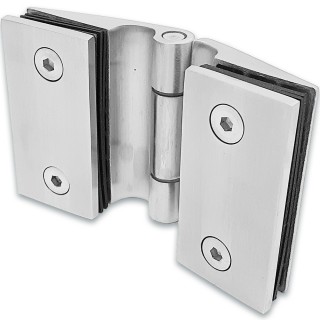 Петля Европа FDP-115 стекло-стекло 180° без крышек, нержавейка/матовый