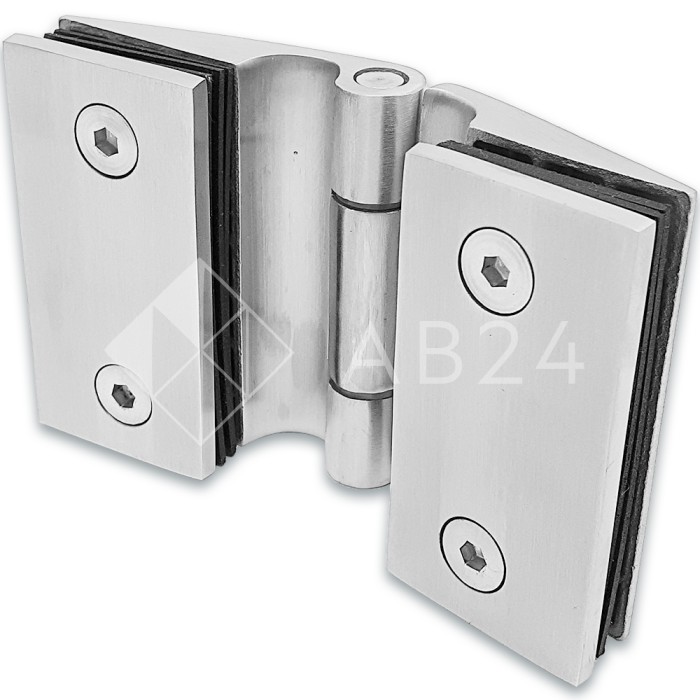 Петля Европа FDP-115 стекло-стекло 180° без крышек, нержавейка/матовый