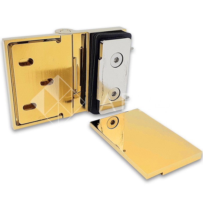 Петля Майя FDP-172 стена-стекло, открывание 90° внутрь, латунь/золото