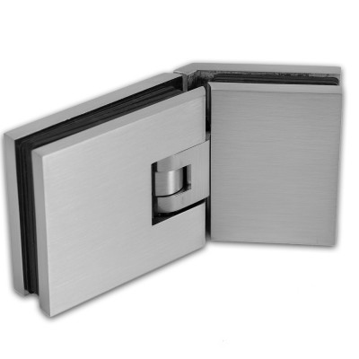 Петля Аврора FDP-185 стекло-стекло 135° с крышками, латунь/матовый