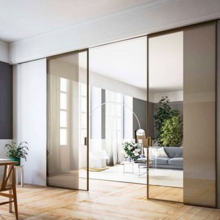 Комплект раздвижной системы DSK-170.4 BL синхро. на 2 двери (2С+0) на стену, алюминий/черный