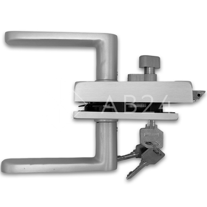 Замок FMZ-33.1 для межкомнатной двери из стекла, с притвором ключ/защелка, алюминий/анодированный