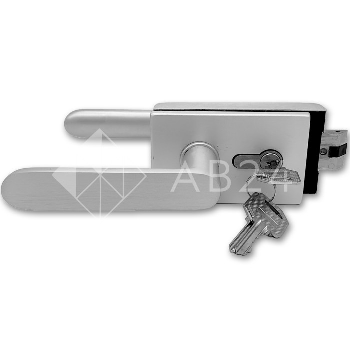 Замок FMZ-33.1 для межкомнатной двери из стекла, с притвором ключ/защелка, алюминий/анодированный