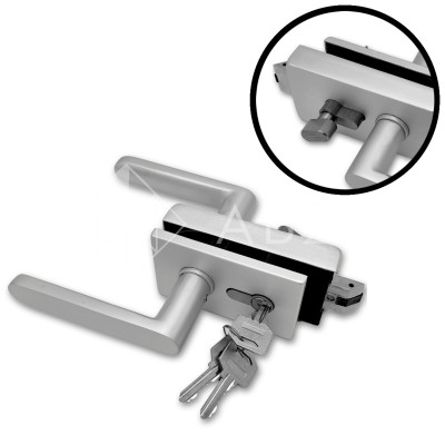 Замок FMZ-33.1 для межкомнатной двери из стекла, с притвором ключ/защелка, алюминий/анодированный